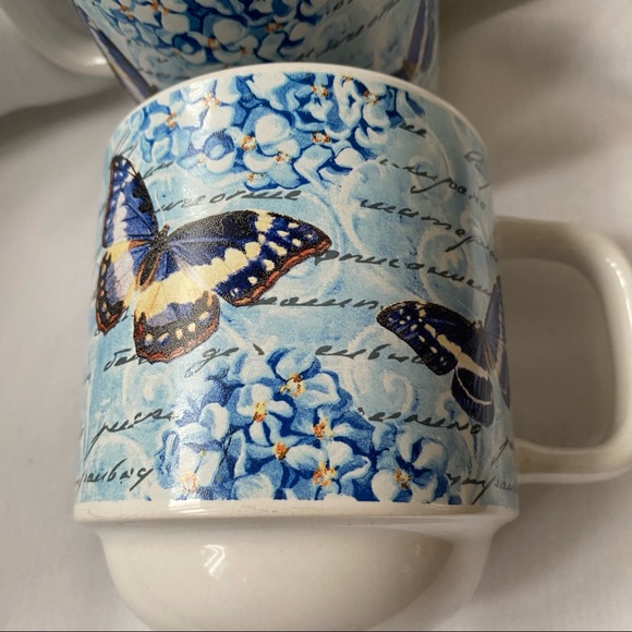 Set Of 2 Let’s Dine Stackable Mugs With Butterfly Design - Picture 5 of 6